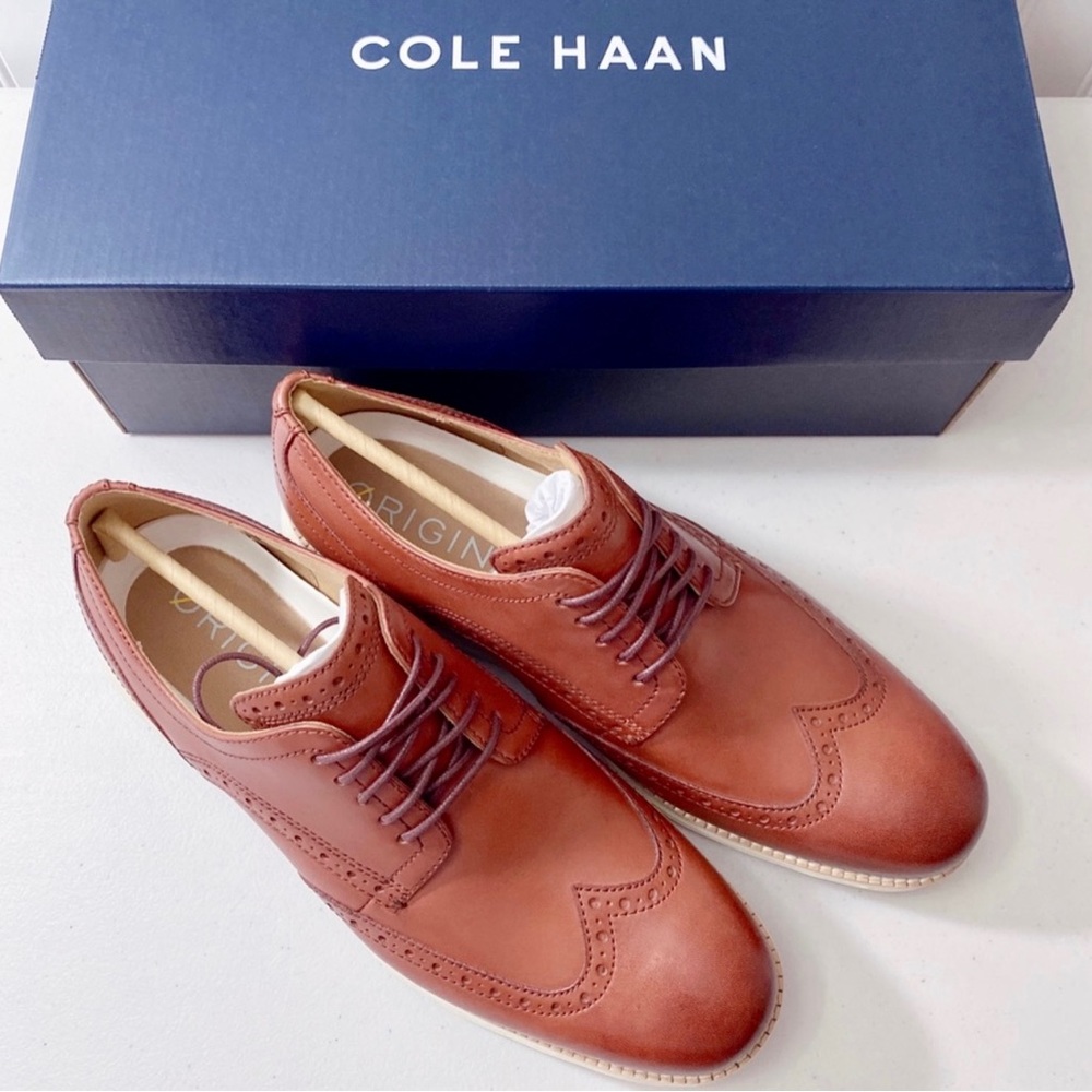 Cole Haan Original Grand Wingtip Oxford Shoes In Woodbury/Ivory NWT - Picture 7 of 13